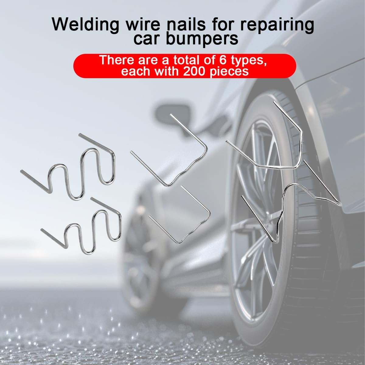 1200PCS Car Plastic Welding Kit, 6 Different Shapes 0.6 0.8mm Hot Staples Wel…