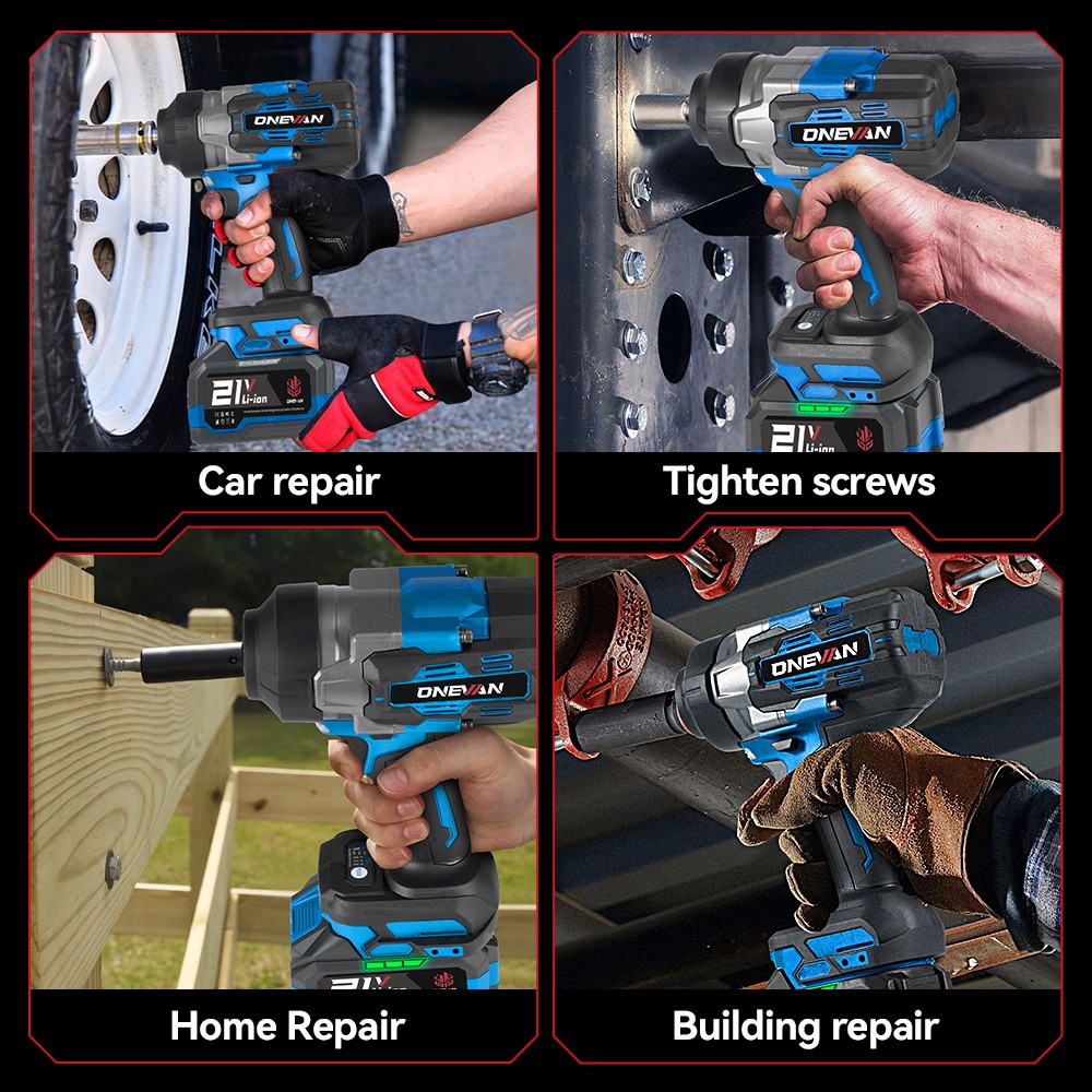 ONEVAN 2800Nm Electric Impact Wrench Gun 1/2 » Brushless Cordless Power Driver