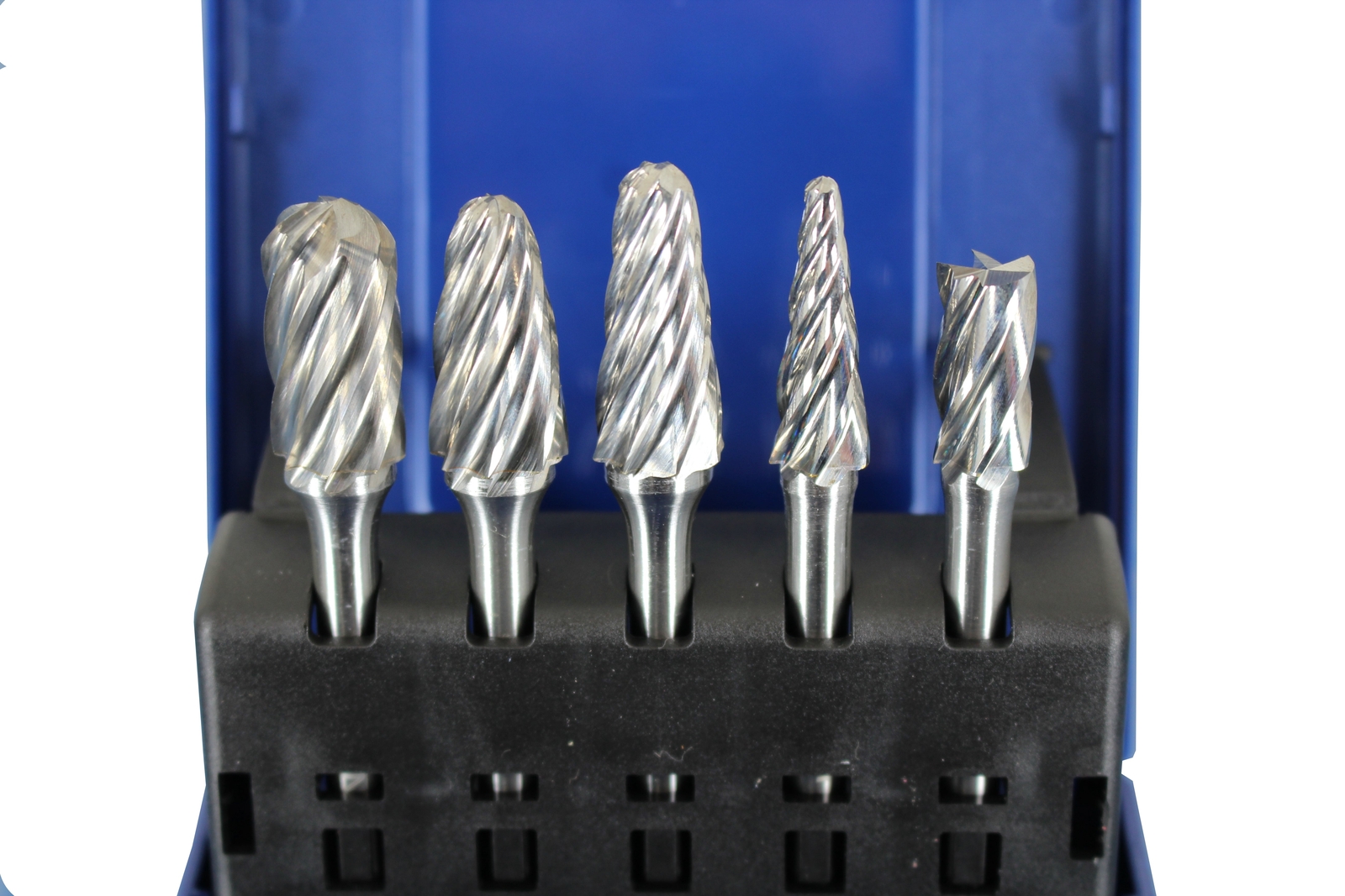 TEMO 5 pc NF Aluminum Cut CARBIDE BURR FILE Set 1/2&Prime; 3/8&Prime; HEAD 1/4&Prime; D 2&Prime; L Shank